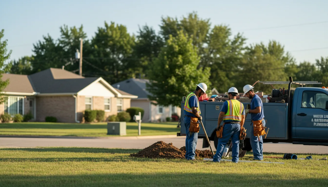 Residential water line and bathroom plumbing service in Pisgah, IA